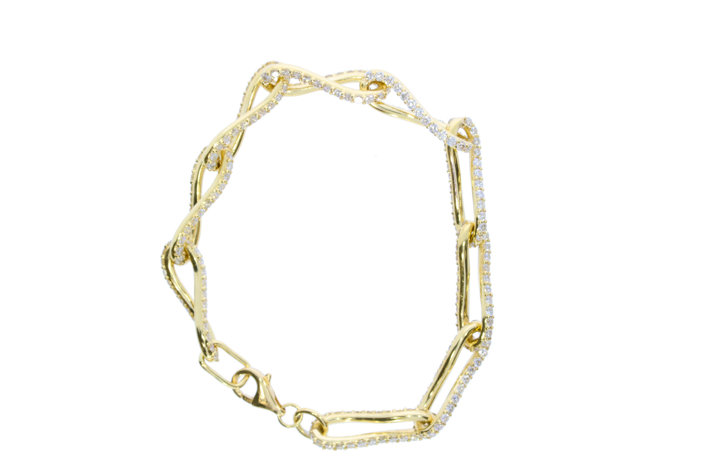 Ladies Yellow Gold Fancy Link Diamond Bracelet