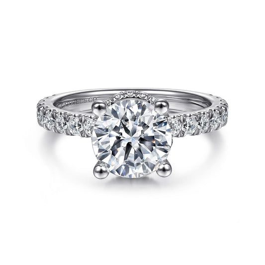 Gabriel & Co. White Gold Round Hidden Halo Semi-Mount Engagement Ring - Diamond Semi-Mount Rings