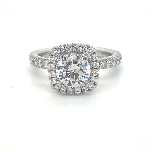 Verragio Tradition Collection White Gold Cushion Shaped Halo Semi-Mount Engagement Ring - Diamond Semi-Mount Rings