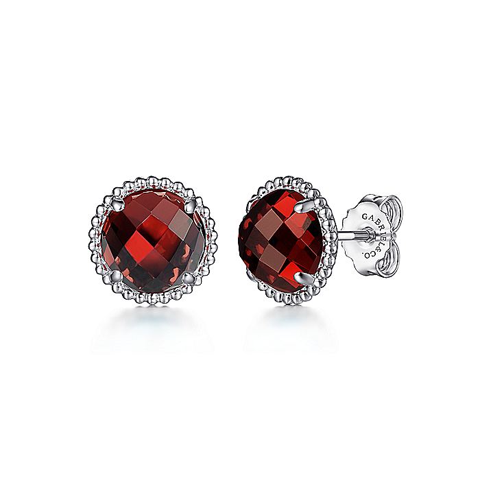 Gabriel & Co Sterling Silver Blue Topaz Stud Earrings With Bujukan Bead Frame