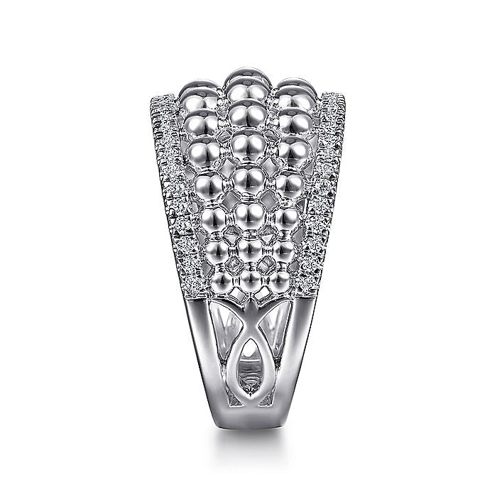 Gabriel & Co Sterling Silver White Sapphire Bujukan Ring