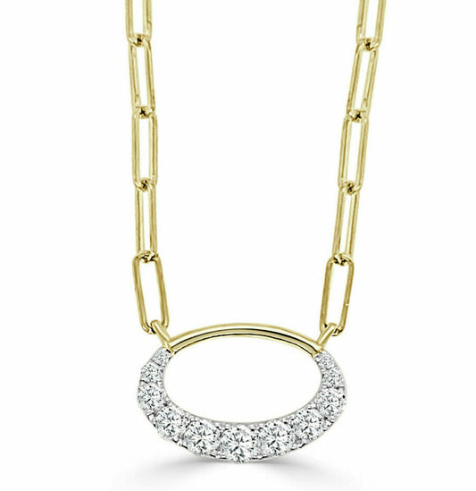 Frederic Sage Yellow Gold Small Oval "Clip" Necklace - Diamond Necklaces