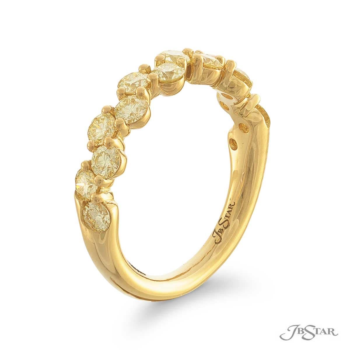 Ladies JB Star Fancy Yellow Diamond Fashion Wedding Band Set In 18 Karat Yellow Gold