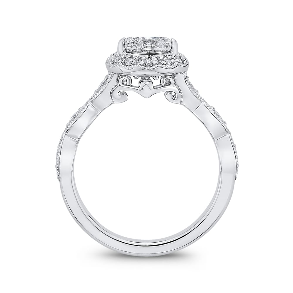 Luminous White Gold Oval Halo Engagement Ring - Diamond Engagement Rings