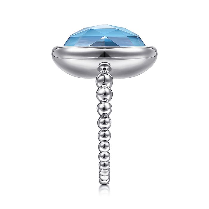 Gabriel & Co Sterling Silver Rock Crystal and Turquoise Oval Ring