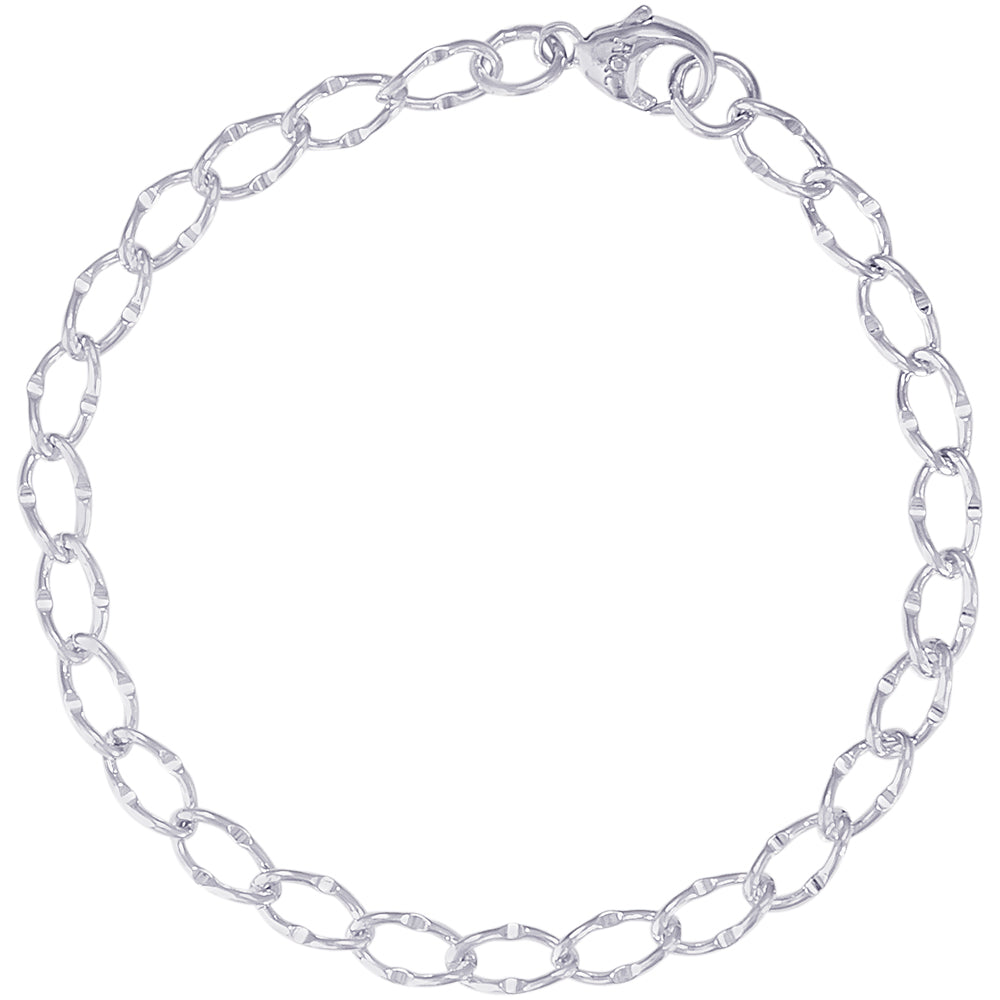 Rembrandt Silver Dapped Curb Charm Bracelet