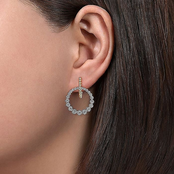 Gabriel & Co. Yellow and White Gold Bujukan Diamond Circle Huggie Earrings