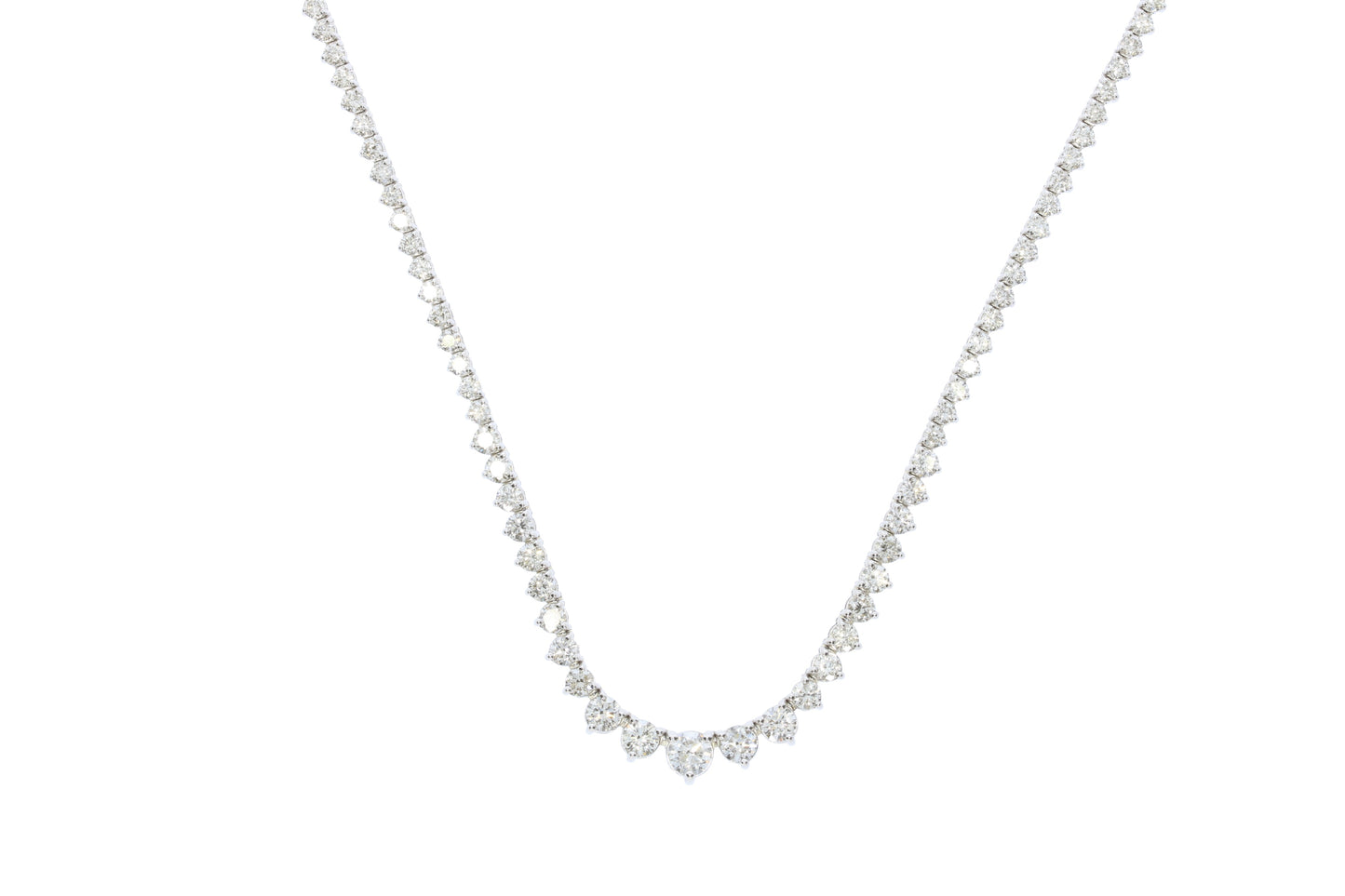 White Gold Graduated Diamond Tennis Necklace - Diamond Necklaces