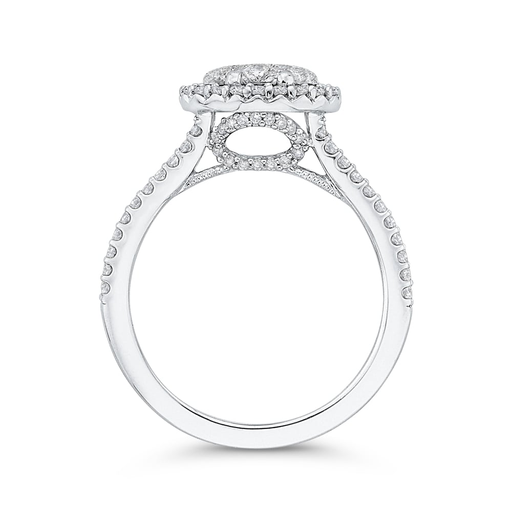 Luminous White Gold Sideways Oval Halo Engagement Ring