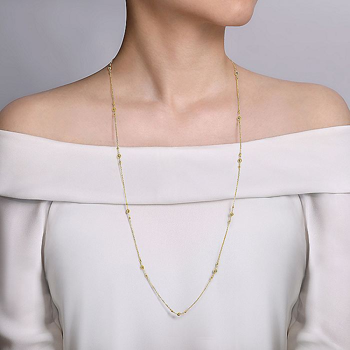 Gabriel & Co. 14 Karat Yellow Gold Bujukan Bead Station 32 Inch Necklace