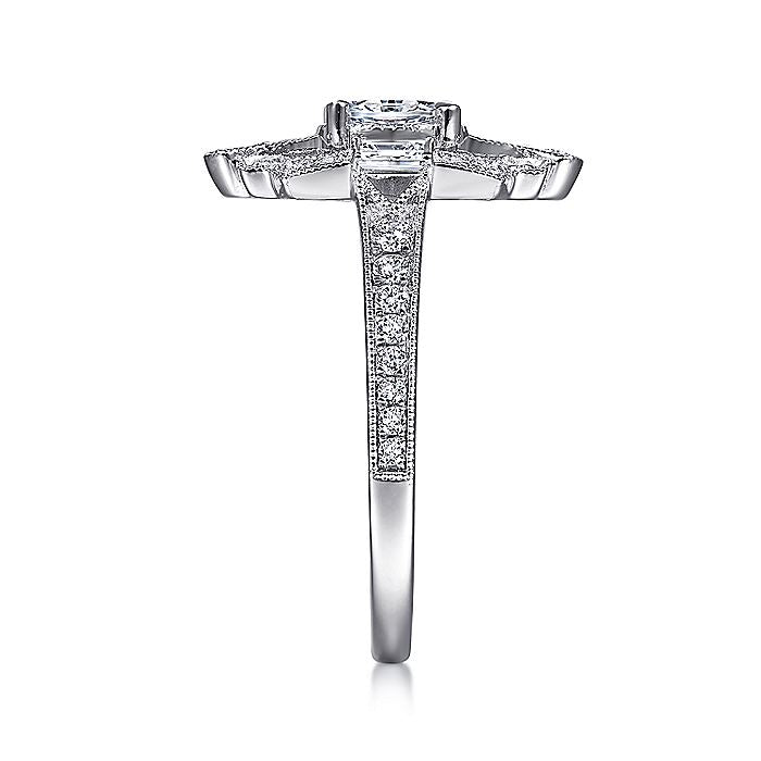 Gabriel & Co Art Deco White Gold Oval Halo Semi-Mount Engagement Ring