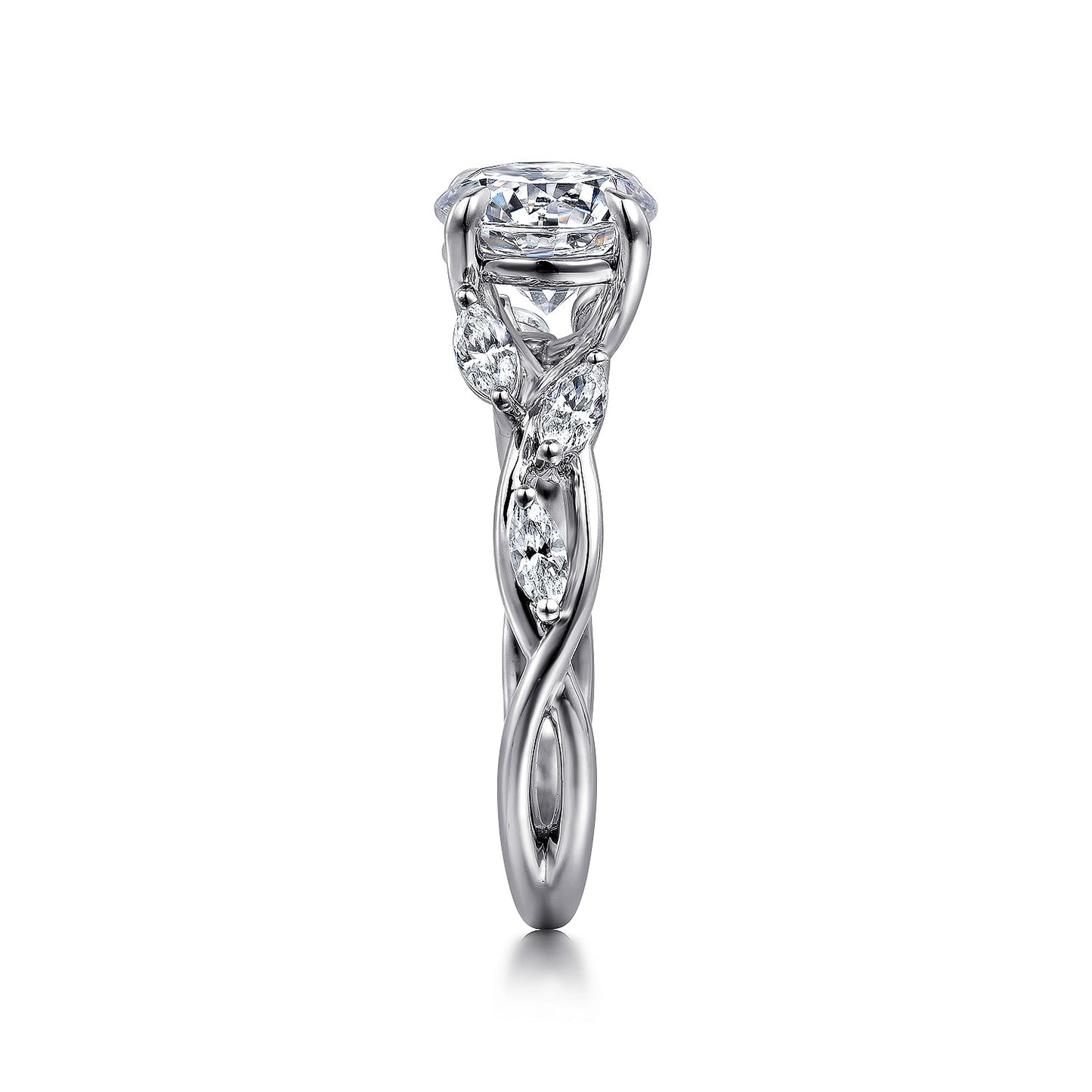 Gabriel & Co. 14 Karat White Gold Round Floral Semi-Mount Engagement Ring