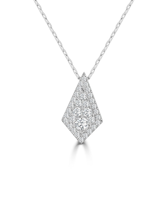 Frederic Sage White Gold Extra Large Kite Shaped Firenze Diamond Pendant - Diamond Pendants