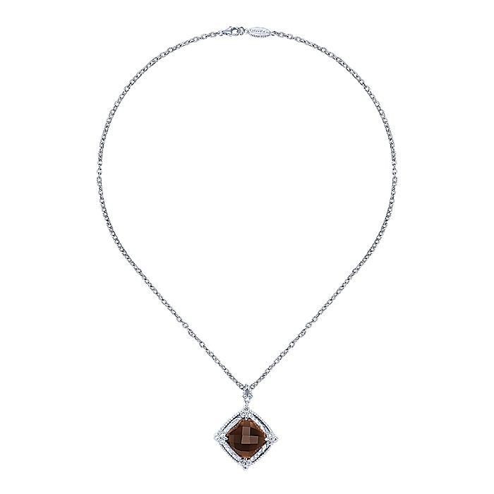 Gabriel & Co Sterling Silver Smoky Quartz And Diamond Pendant