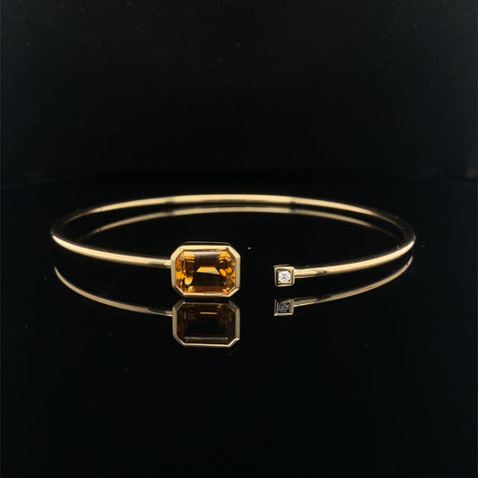 Yellow Gold Citrine Bangle - Colored Stone Bracelets