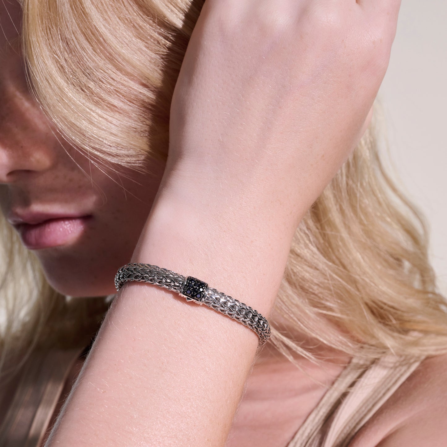 John Hardy Sterling Silver Icon Bracelet With Black Sapphires