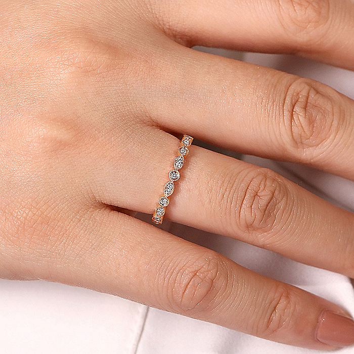 Gabriel & Co Rose Gold Marquise and Round Station Diamond Ring