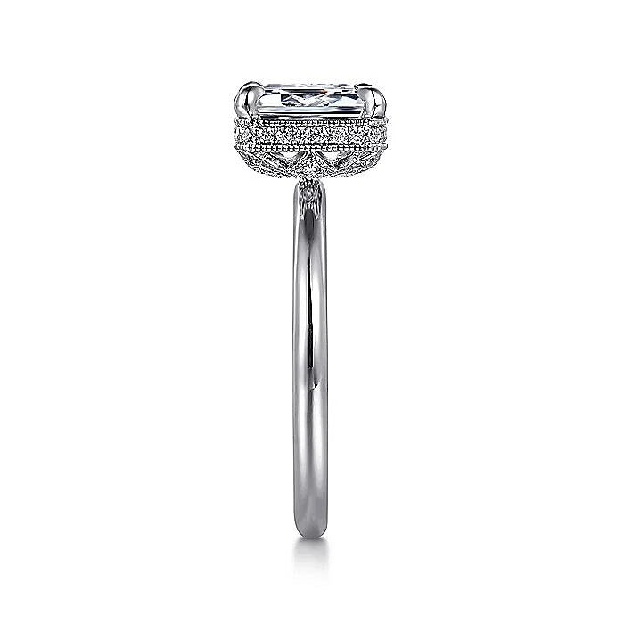Gabriel & Co. White Gold Emerald Cut Semi-Mount Engagement Ring