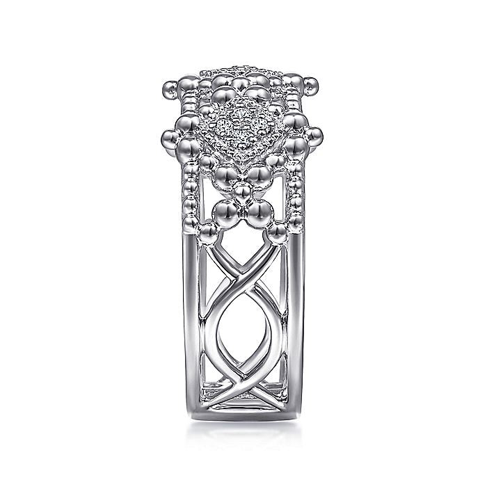 Gabriel & Co Sterling Silver White Sapphire Bujukan Ring