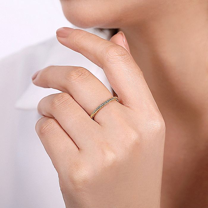 Gabriel & Co Yellow Gold Twisted Rope Stackable Ring