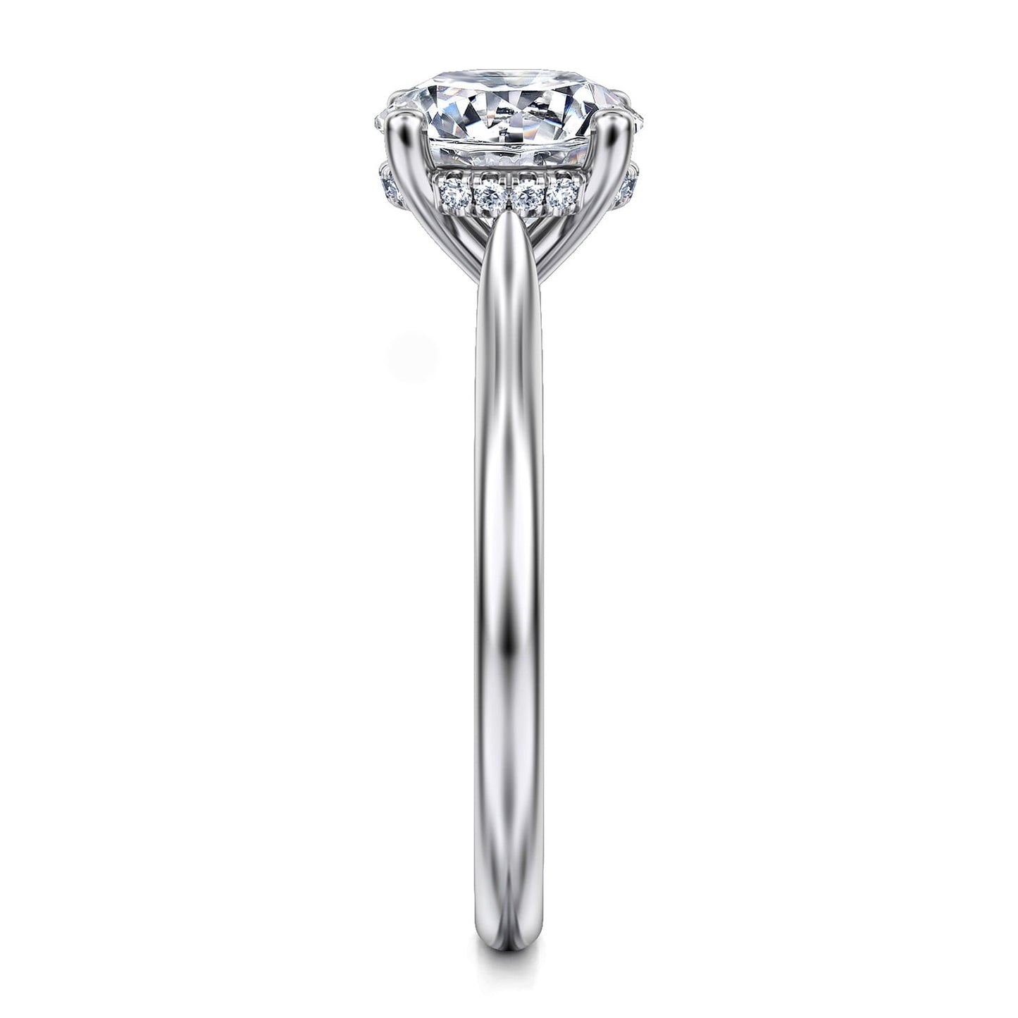 Gabriel & Co. 14 Karat White Gold Hidden Halo Round Semi-Mount Engagement Ring
