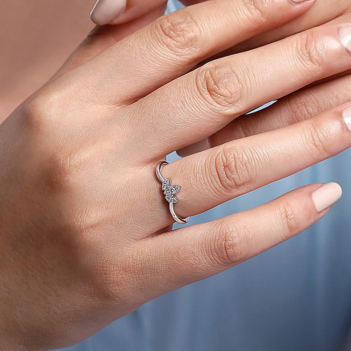 Gabriel & Co White Gold Curved Diamond Band