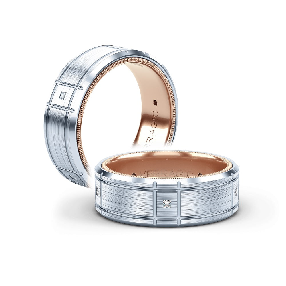 Verragio Men's White and Rose Gold Band