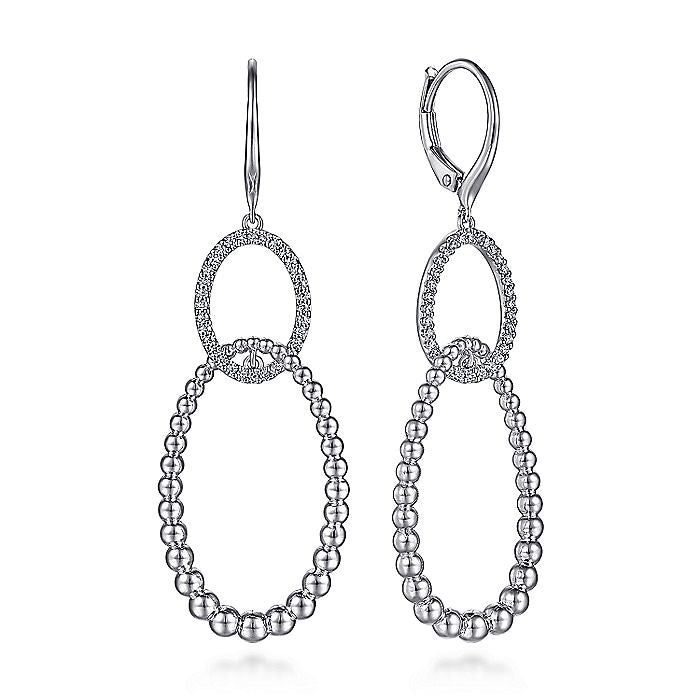 Gabriel & Co Sterling Silver White Sapphire Bujukan Drop Earrings