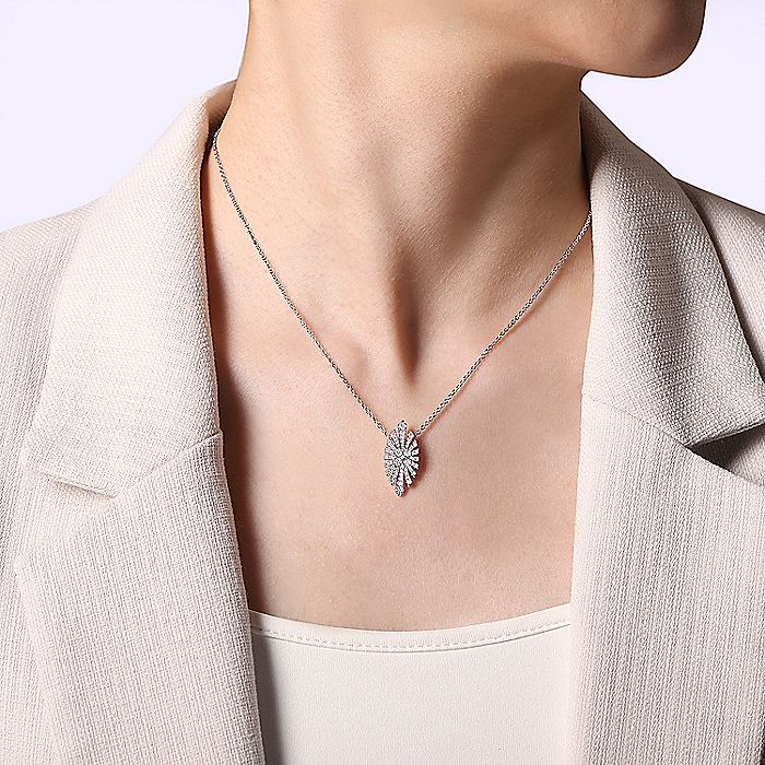 Gabriel & Co White Gold Diamond Starburst Necklace