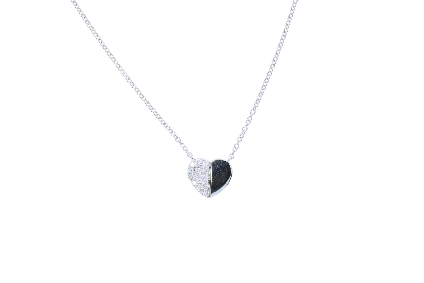 Ladies White Gold Diamond Heart Necklace