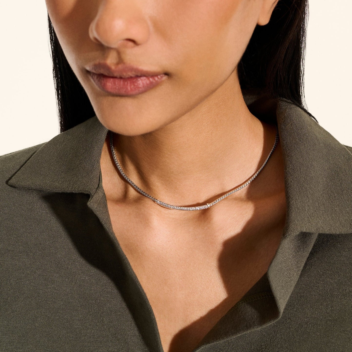 John Hardy Sterling Silver Essential Pavé Diamond Necklace