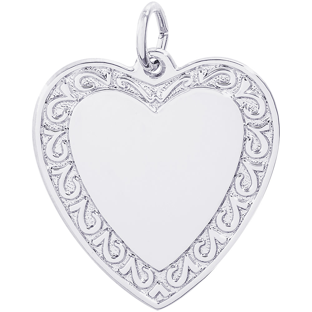 Rembrandt Sterling Silver Scrolled Classic Heart Charm