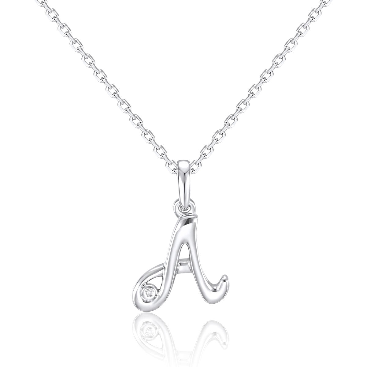 Luvente 14 Karat White Gold Initial A Pendant