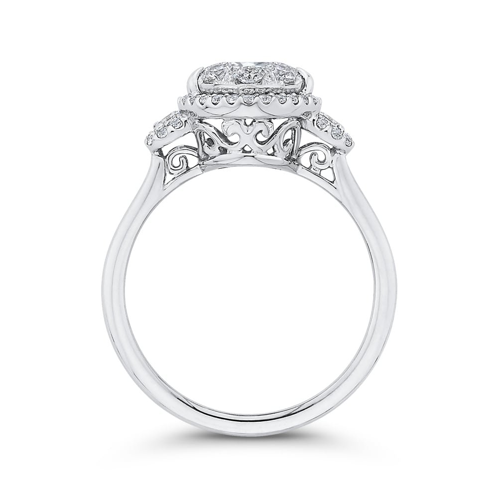 Luminous White Gold Oval Halo Engagement Ring