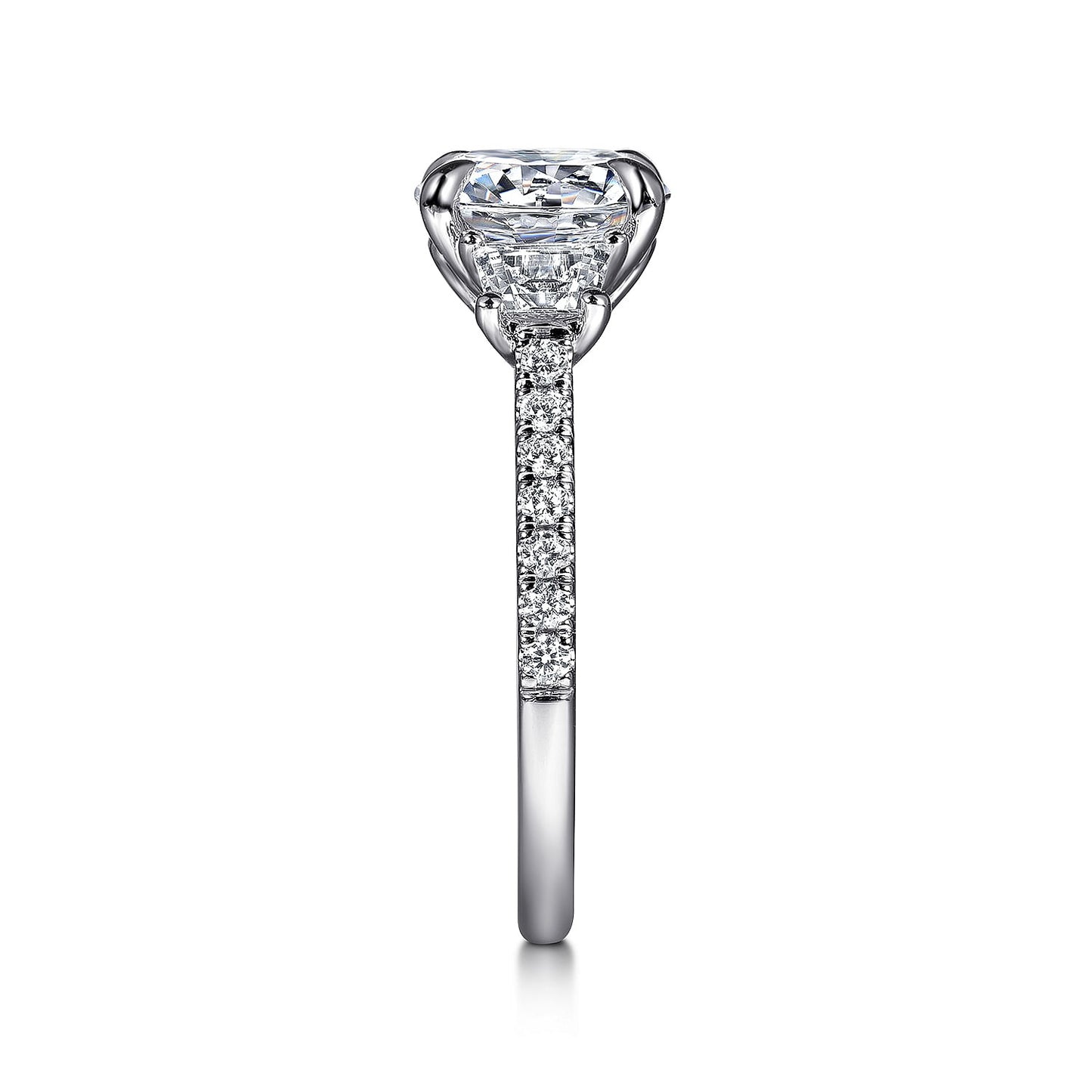 Gabriel & Co. White Gold Round Three Stone Semi-Mount Engagement Ring