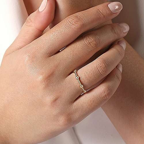 Gabriel & Co. Yellow Gold Bujukan Ball Station Ring