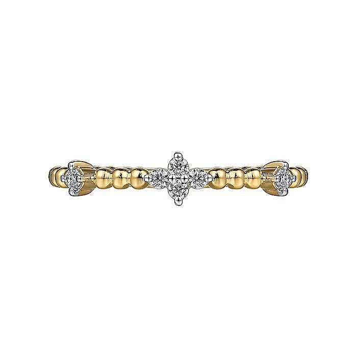 Gabriel & Co. 14 Karat Yellow Gold Diamond Station Bujukan Ring