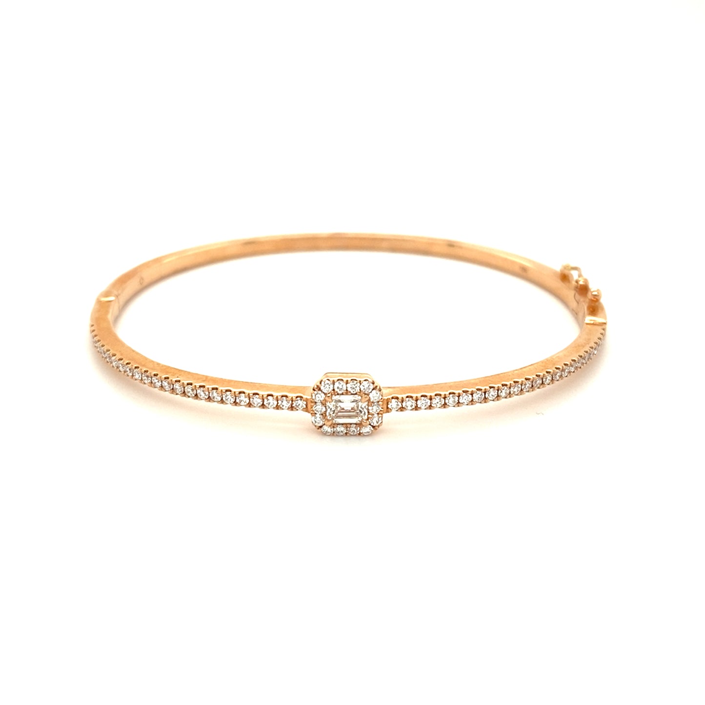 Rose Gold Forevermark Diamond Halo Bangle Bracelet