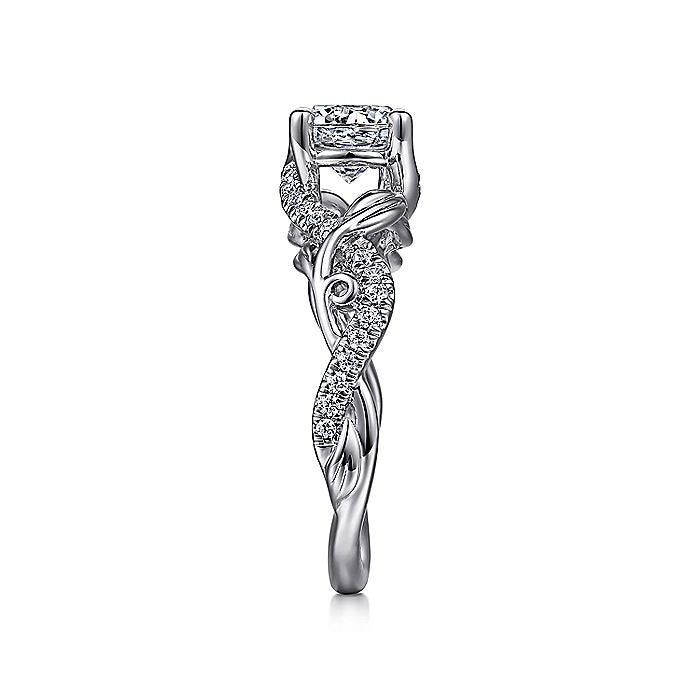 Gabriel & Co. 14 Karat White Gold Round Floral Semi-Mount Engagement Ring