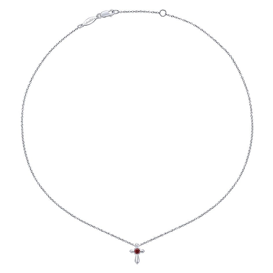 Gabriel & Co. Silver Cross Birthstone Necklace