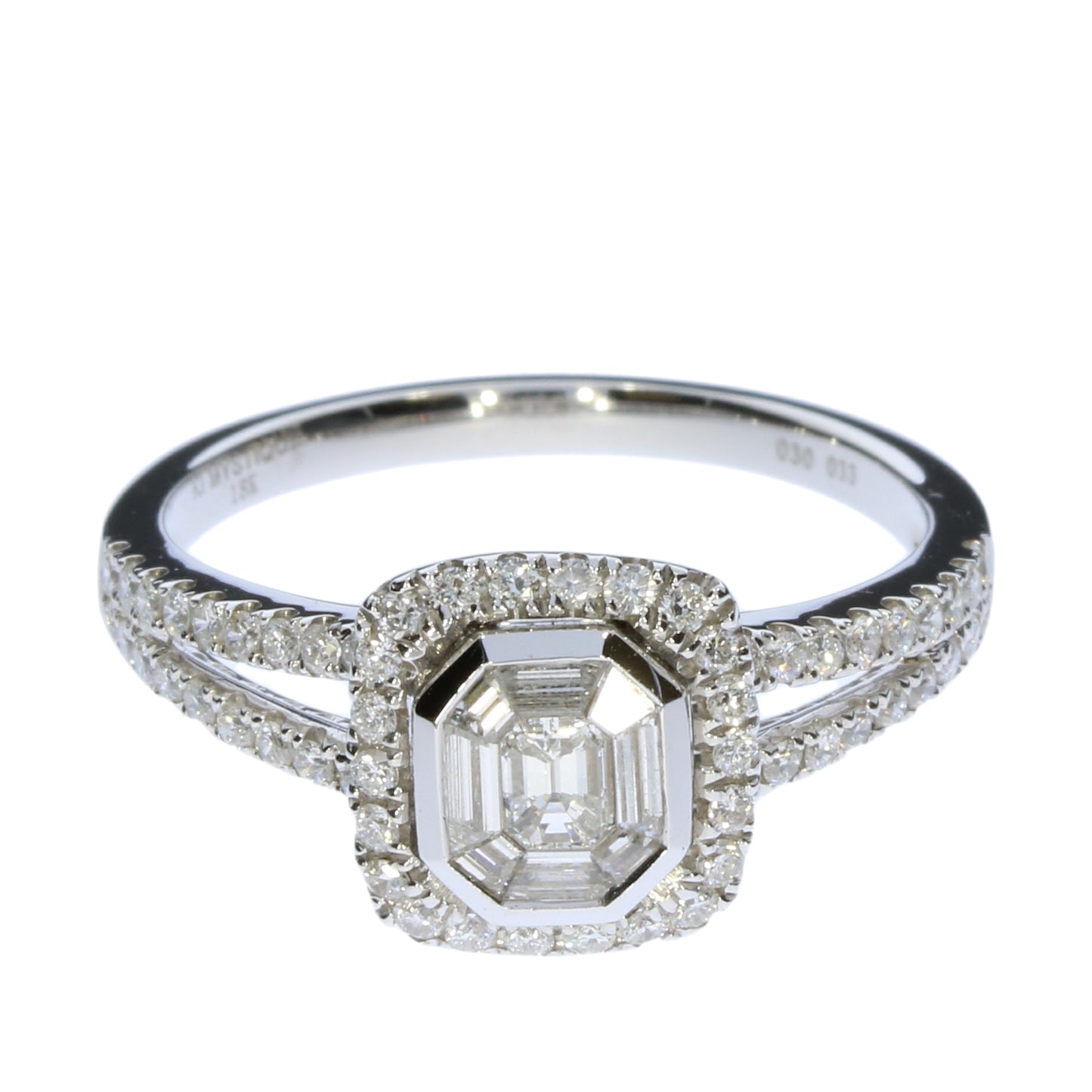 Ladies 18 Karat White Gold 0.70 Carat Total Weight Diamond Mystique Ring
