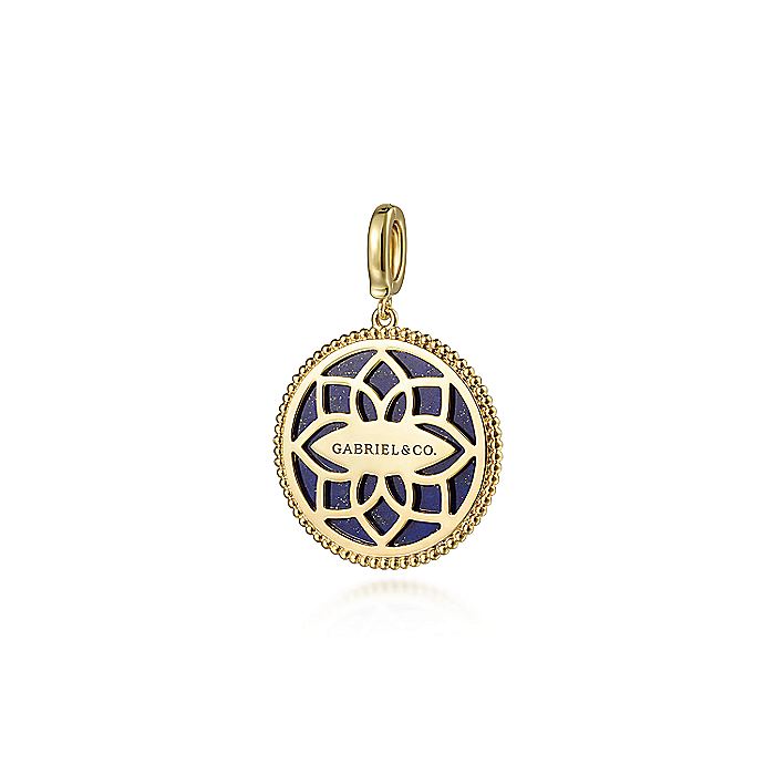 Gabriel & Co. 14 Karat Yellow Gold Round Lapis Inlay Medallion