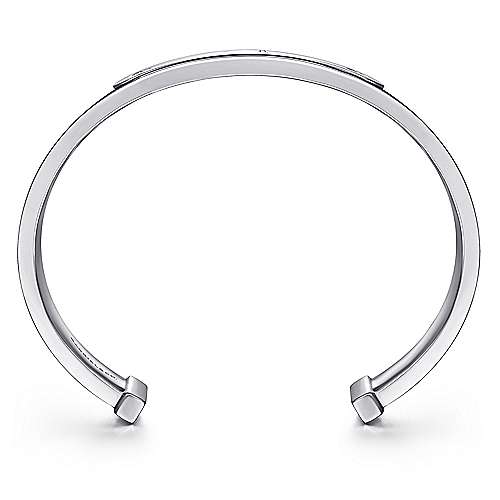 Gabriel & Co Sterling Silver and Leather Open Cross ID Bracelet