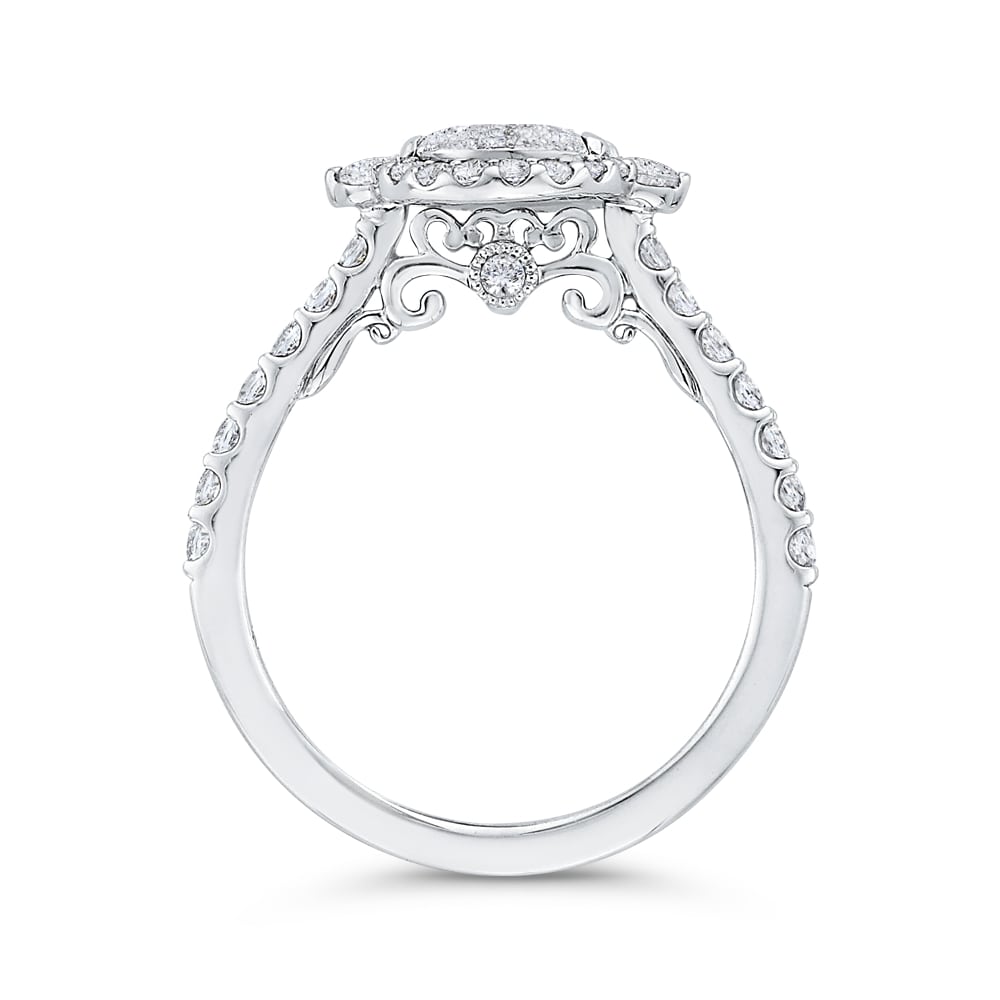 Luminous White Gold Oval Halo Engagement Ring