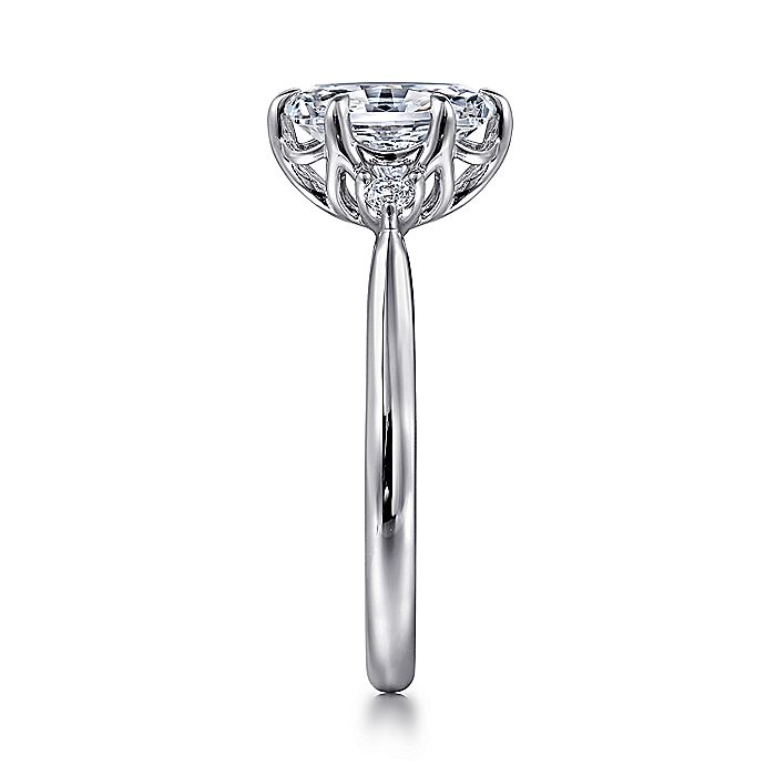 Gabriel & Co. White Gold Oval Three Stone Semi-Mount Engagement Ring