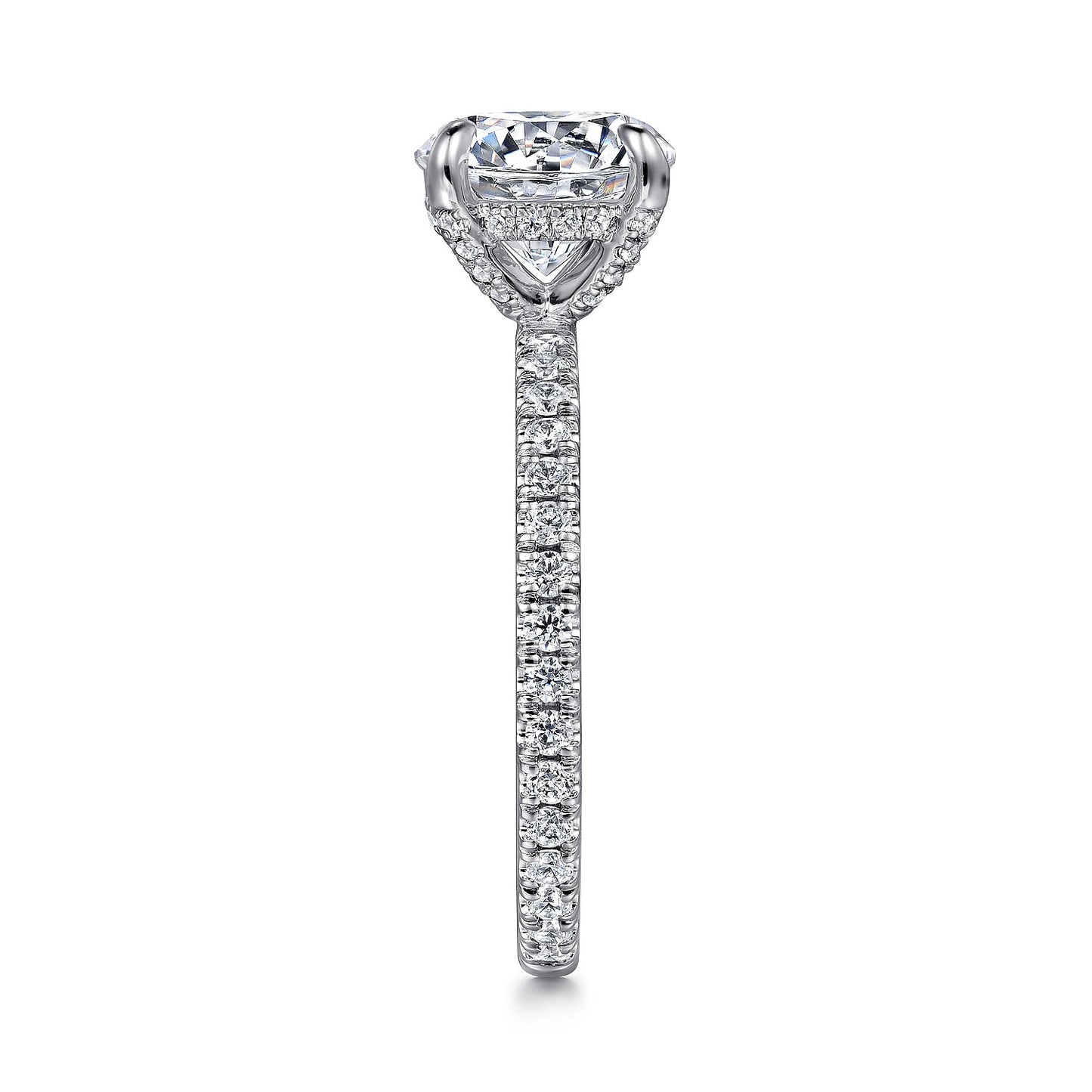 Gabriel & Co. 14 Karat White Gold Round Hidden Halo Semi-Mount Engagement Ring