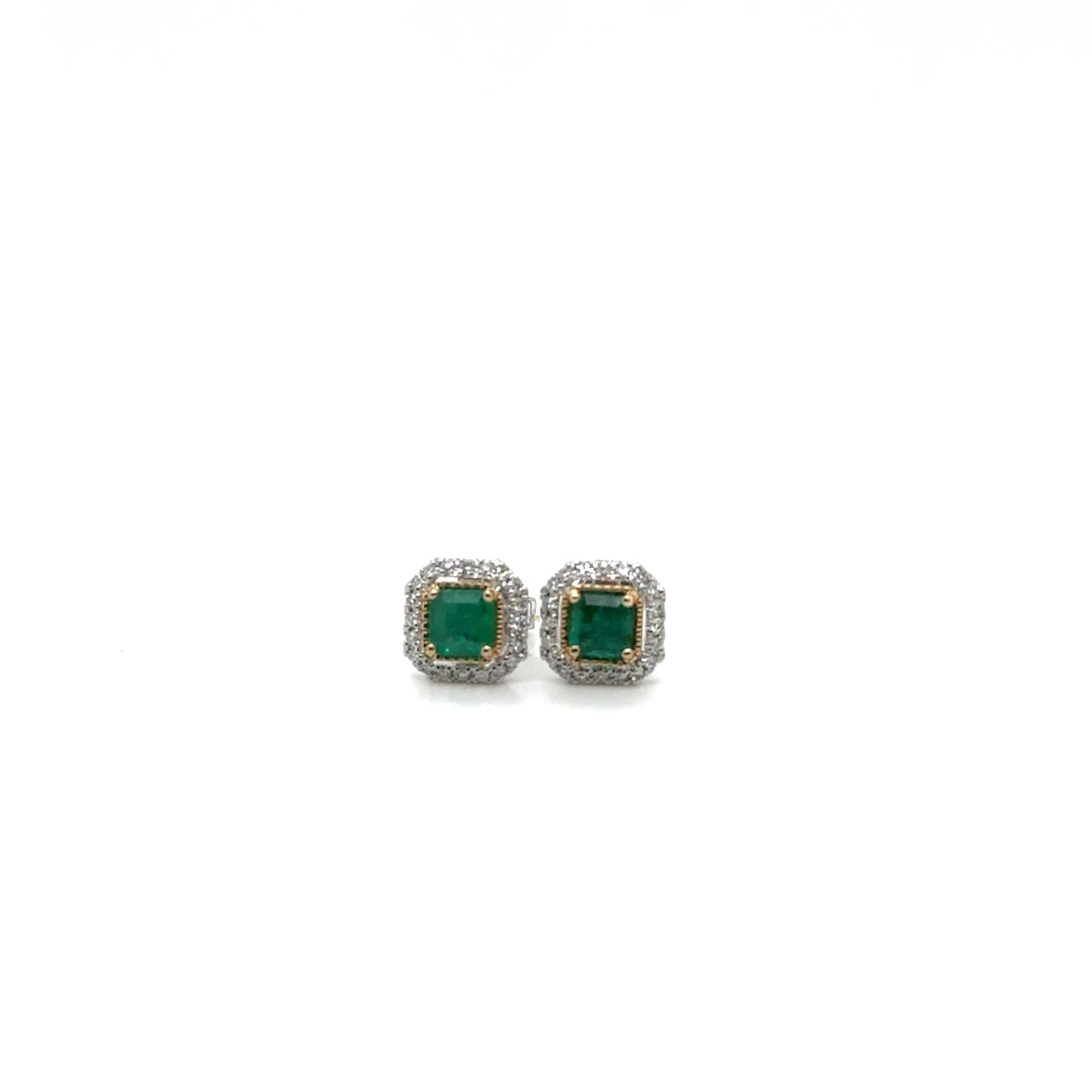 Emerald and Diamond Stud Earrings