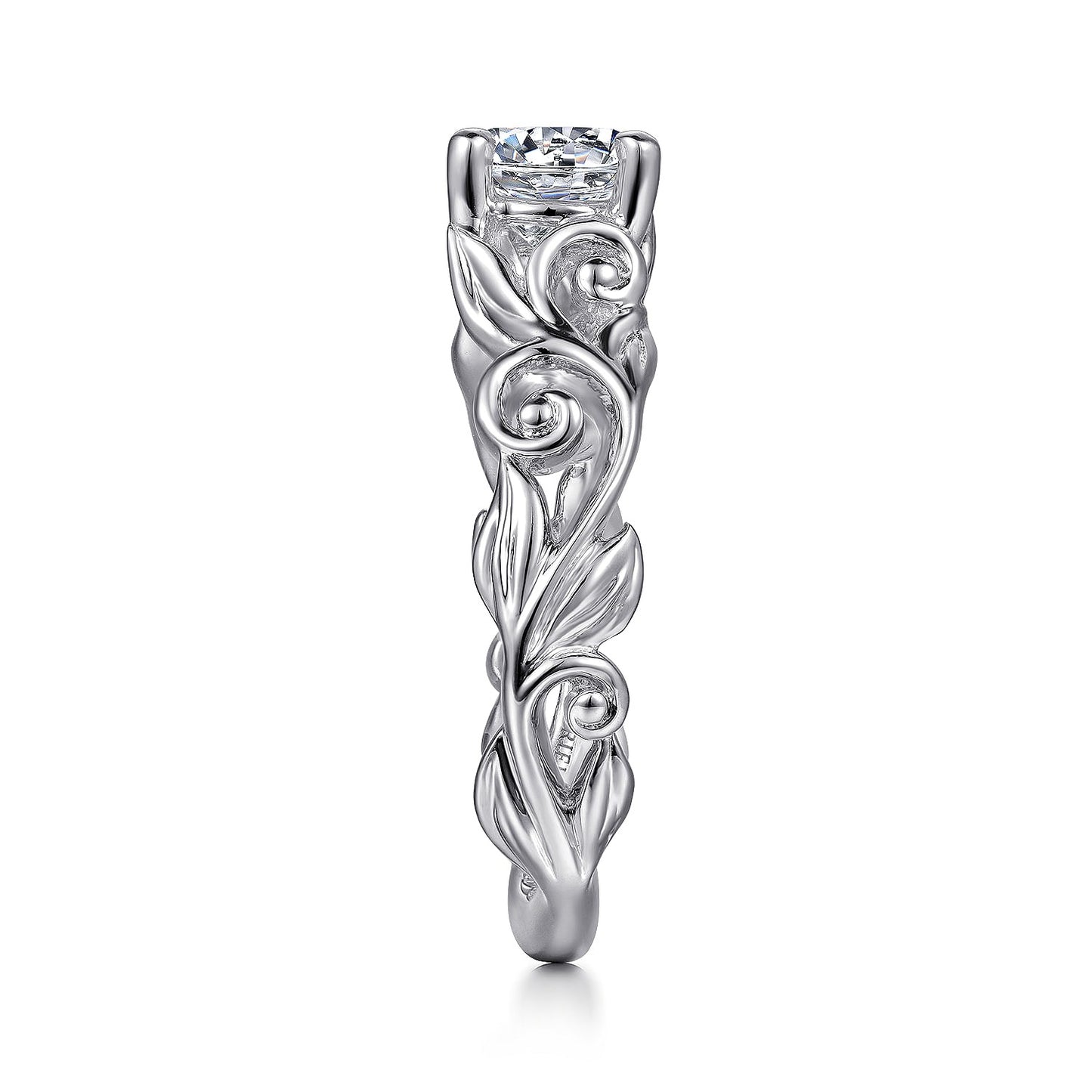 Gabriel & Co. 14 Karat White Gold Round Floral Semi-Mount Engagement Ring