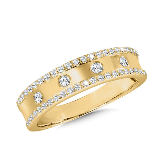 Yellow Gold Diamond Band - Diamond Fashion Rings - Women's
