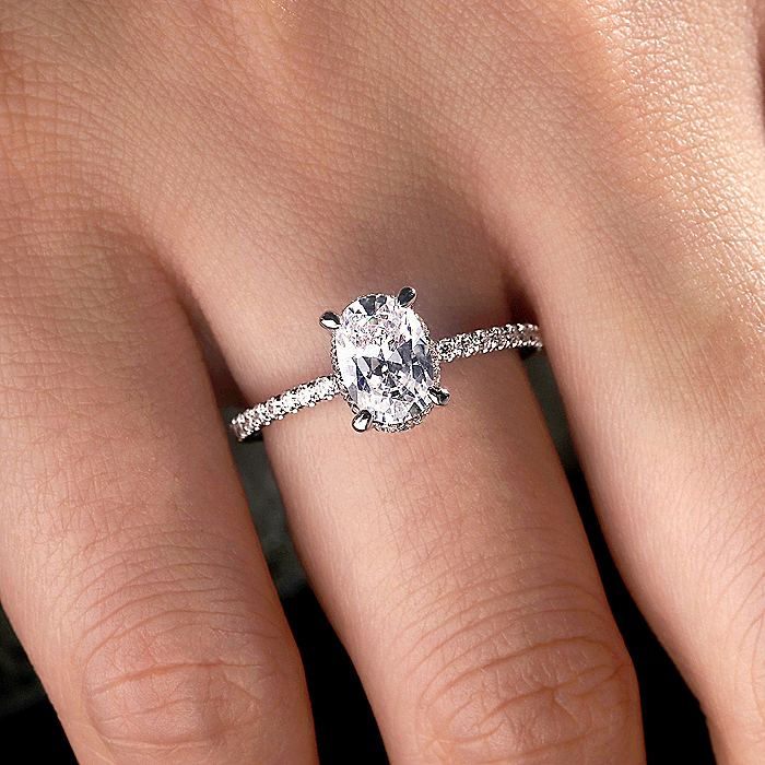 Gabriel & Co White Gold Hidden Halo Oval Semi-Mount Engagement Ring